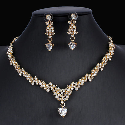 Golden Zircon Bridal Necklace & Earrings Set