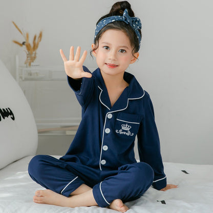 Girls’ Printed Cotton Pajamas Set – Long Sleeve Thin Homewear for Kids