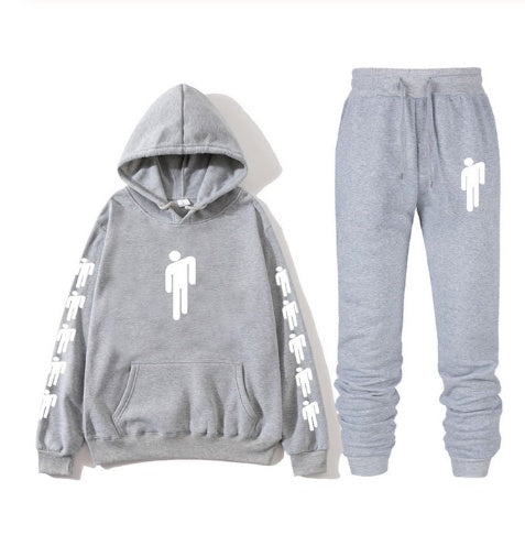 Billie Eilish Print Hoodie & Pants Set – Unisex Hip Hop Sweatshirt