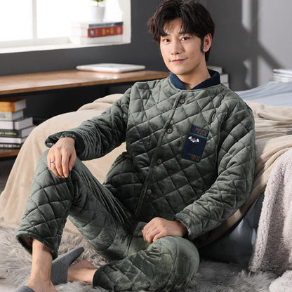 Men’s Winter Thick Pajamas – Warm Cozy Sleepwear Set