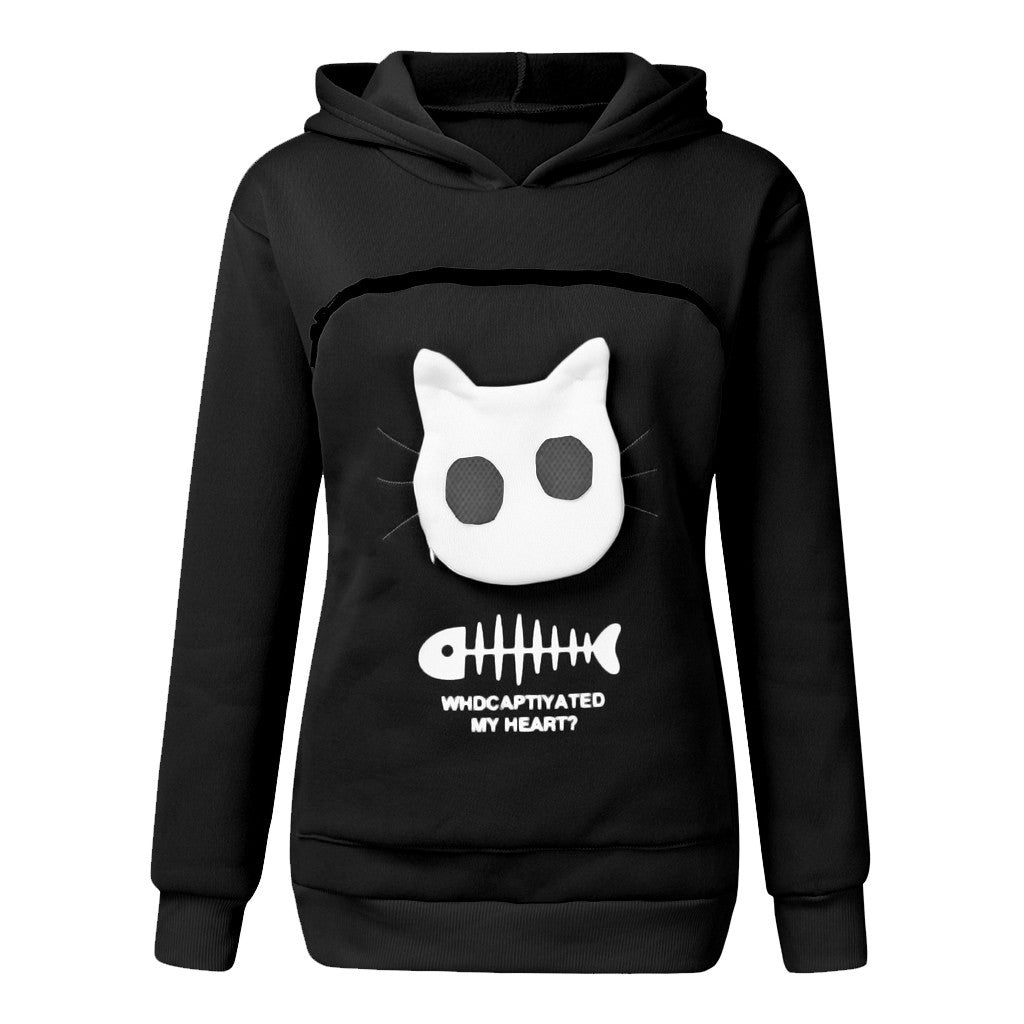Women’s Hoodie Sweatshirt with Cat Pocket Design