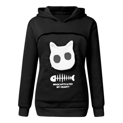 Women’s Hoodie Sweatshirt with Cat Pocket Design