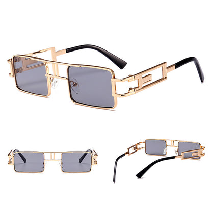 Unisex Steampunk Rectangular Sunglasses – Metal Frame Shades