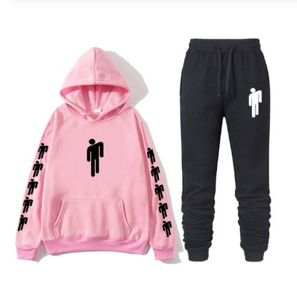 Billie Eilish Print Hoodie & Pants Set – Unisex Hip Hop Sweatshirt