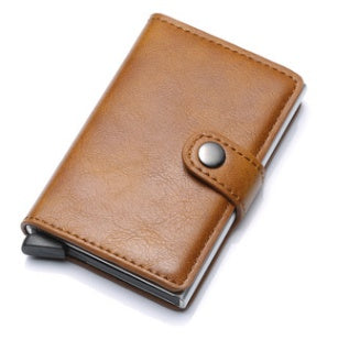 RFID Vintage Men’s Wallet – Aluminum Card Holder with Leather Cover