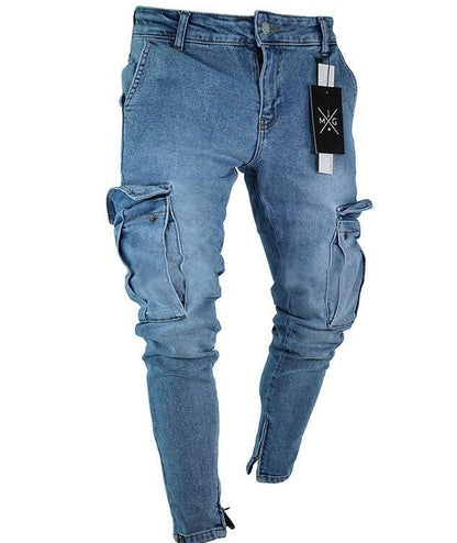 Men’s Cargo Hole Jeans – Casual Denim Pants
