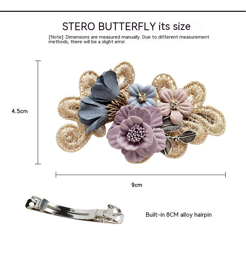 Handmade Bow Hair Clip – Pearl & Flower Hair Accessory for Girls