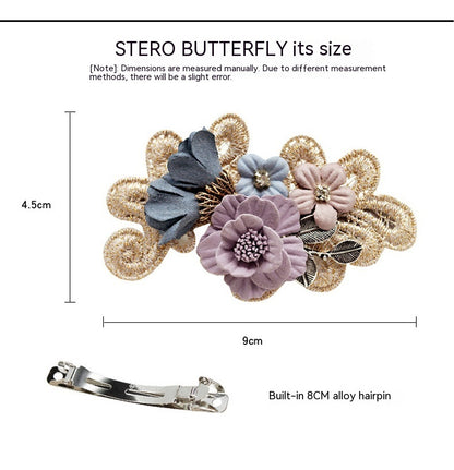 Handmade Bow Hair Clip – Pearl & Flower Hair Accessory for Girls