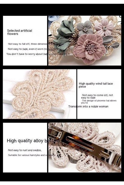 Handmade Bow Hair Clip – Pearl & Flower Hair Accessory for Girls