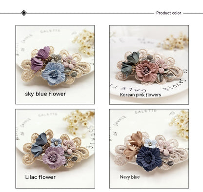 Handmade Bow Hair Clip – Pearl & Flower Hair Accessory for Girls
