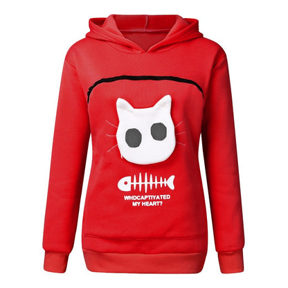 Women’s Hoodie Sweatshirt with Cat Pocket Design