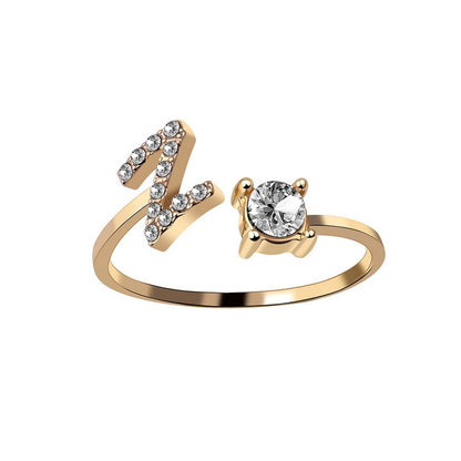 Adjustable Initial Letter Ring for Women – Elegant Fashion Jewelry