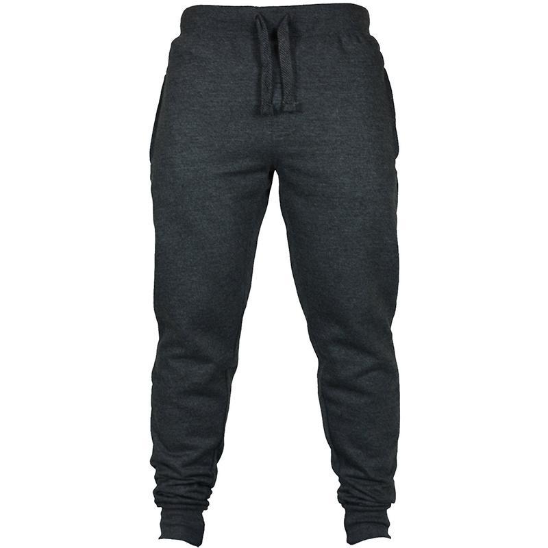 Men’s Solid Color Fleece Pants – Drawstring Casual Joggers