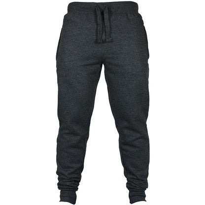 Men’s Solid Color Fleece Pants – Drawstring Casual Joggers