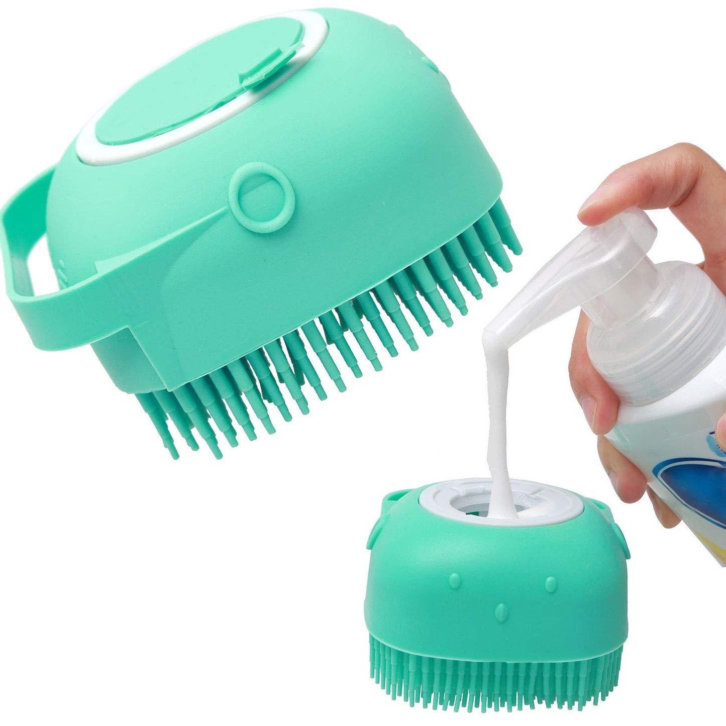 Pet Dog & Cat Shampoo Massager Brush – Soft Silicone Bathing & Grooming Scrubber