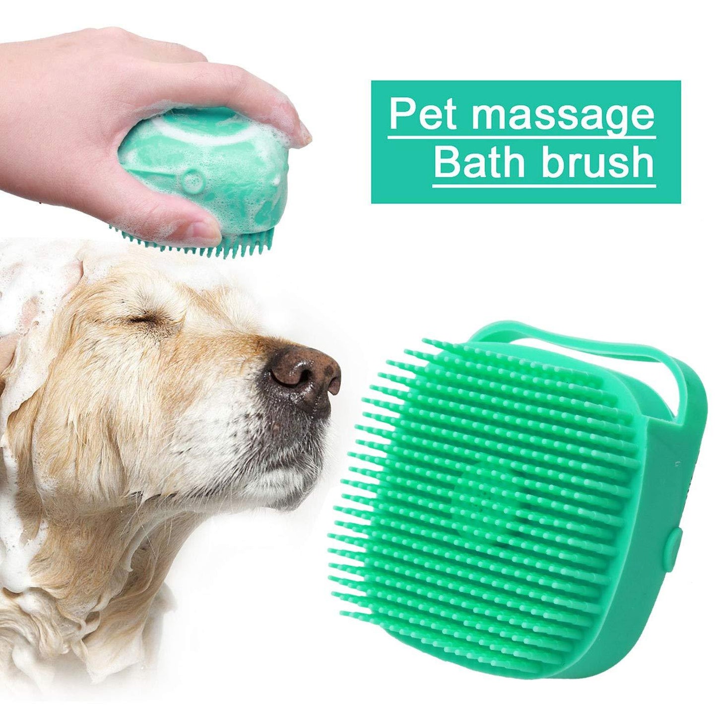 Pet Dog & Cat Shampoo Massager Brush – Soft Silicone Bathing & Grooming Scrubber