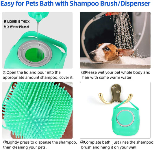 Pet Dog & Cat Shampoo Massager Brush – Soft Silicone Bathing & Grooming Scrubber
