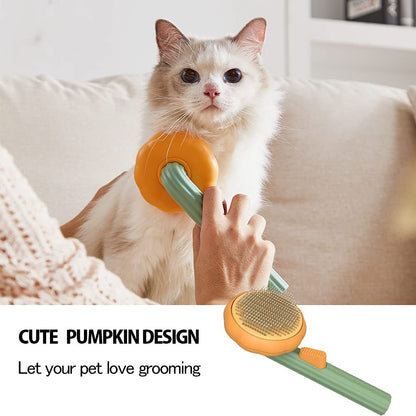 Pet Pumpkin Self-Cleaning Slicker Brush – Gentle Grooming Tool for Dogs, Cats, Puppies & Rabbits