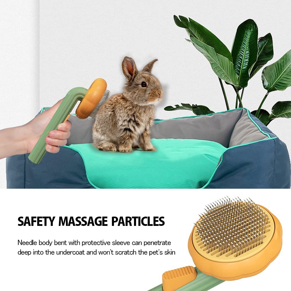 Pet Pumpkin Self-Cleaning Slicker Brush – Gentle Grooming Tool for Dogs, Cats, Puppies & Rabbits
