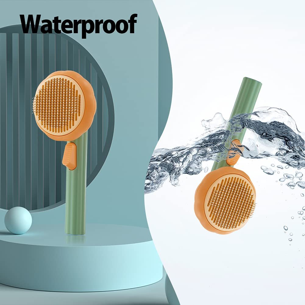 Pet Pumpkin Self-Cleaning Slicker Brush – Gentle Grooming Tool for Dogs, Cats, Puppies & Rabbits