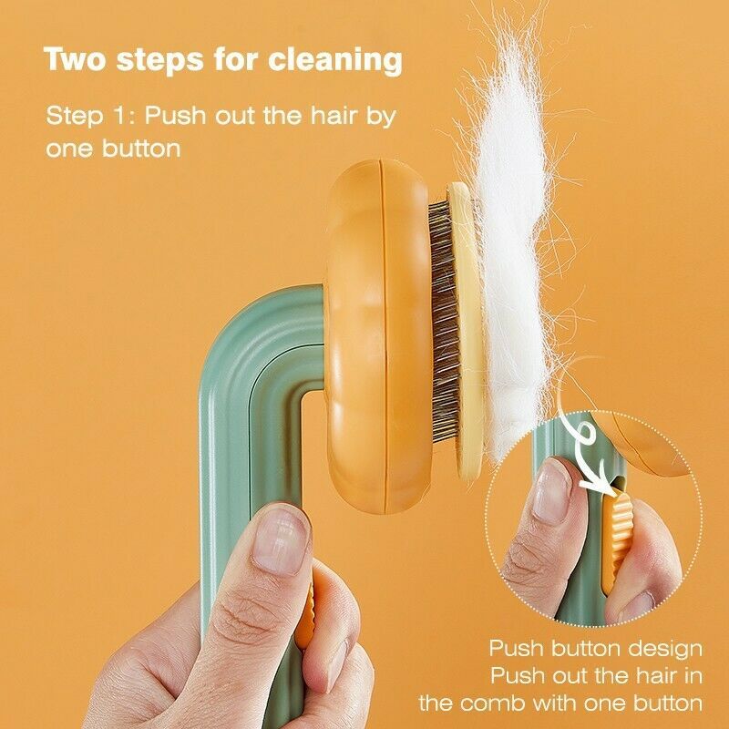 Pet Pumpkin Self-Cleaning Slicker Brush – Gentle Grooming Tool for Dogs, Cats, Puppies & Rabbits