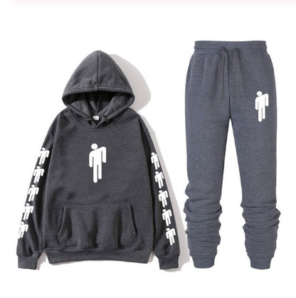 Billie Eilish Print Hoodie & Pants Set – Unisex Hip Hop Sweatshirt