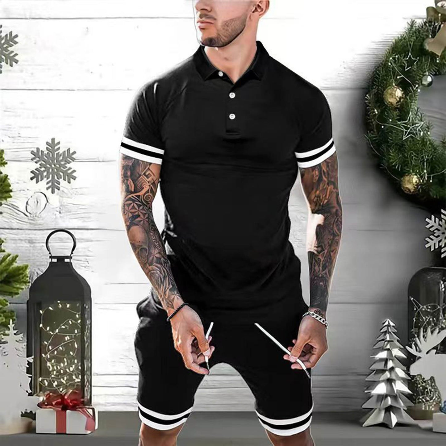 Men’s 2-Piece Summer Set – Short Sleeve Polo Shirt & Shorts Casual Tracksuit
