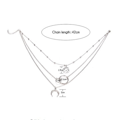 Boho Multilayer Moon Map Necklace