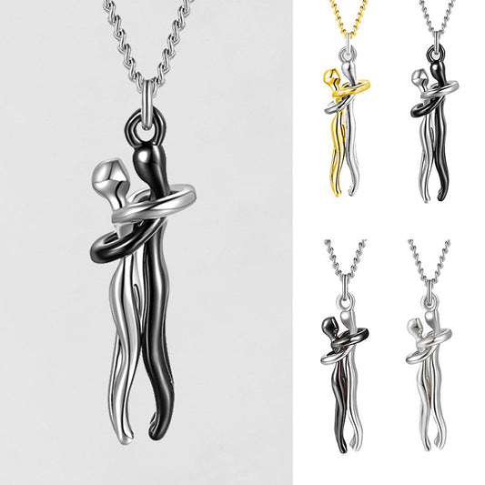 Love Hug Necklace for Couples – Unisex Jewelry Gift for Men and Women