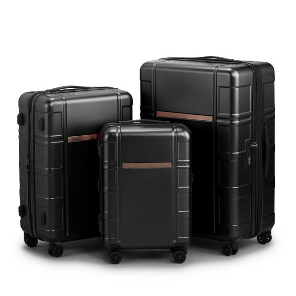 FCH 3-in-1 Luggage Set – Silent Double Wheels, Wet & Dry Compartment, Black