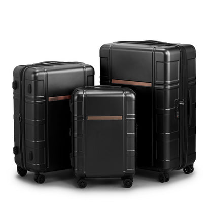FCH 3-in-1 Luggage Set – Silent Double Wheels, Wet & Dry Compartment, Black