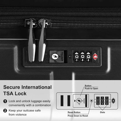 FCH 3-in-1 Luggage Set – Silent Double Wheels, Wet & Dry Compartment, Black