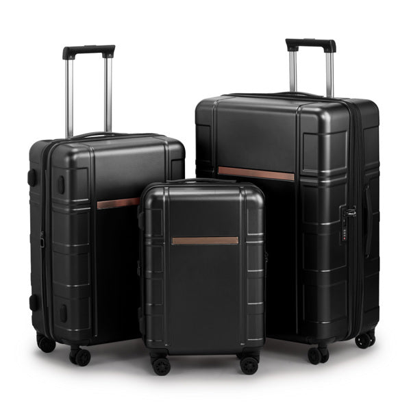FCH 3-in-1 Luggage Set – Silent Double Wheels, Wet & Dry Compartment, Black
