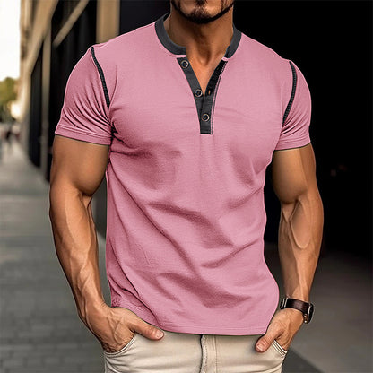 Men’s Fashion Short Sleeve Polo V-Neck Summer T-Shirt