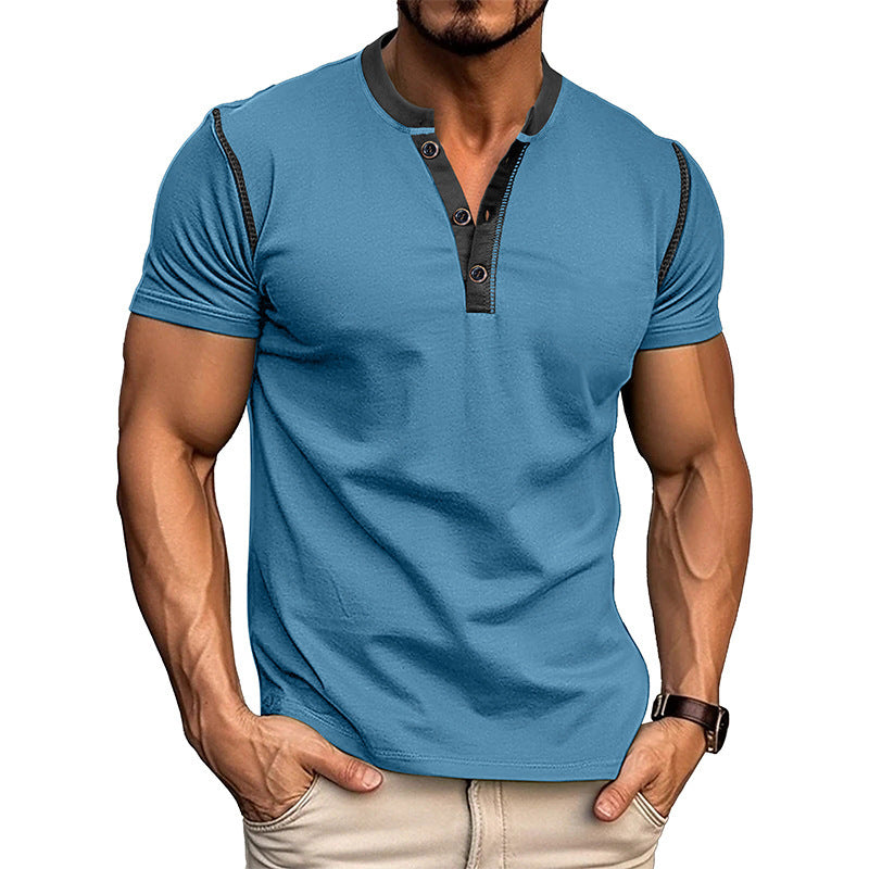 Men’s Fashion Short Sleeve Polo V-Neck Summer T-Shirt