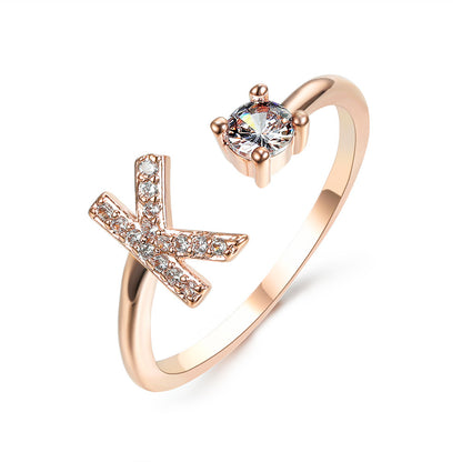 Adjustable Initial Letter Ring for Women – Elegant Fashion Jewelry