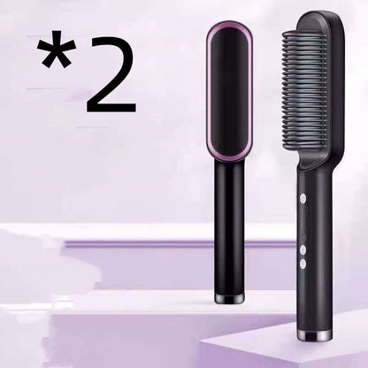2-in-1 Hair Straightener & Curling Hot Comb – Electric Hair Brush
