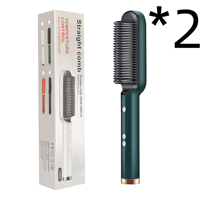 2-in-1 Hair Straightener & Curling Hot Comb – Electric Hair Brush