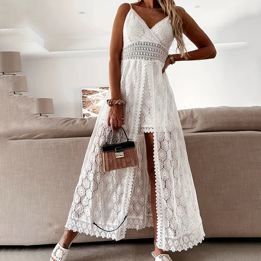 Women’s Elegant Lace V-Neck Sleeveless Jumpsuit