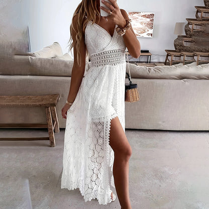 Women’s Elegant Lace V-Neck Sleeveless Jumpsuit