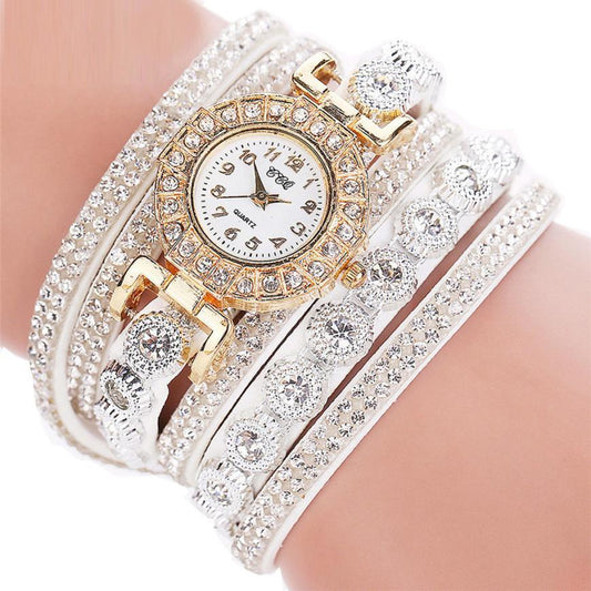Women’s Quartz PU Leather Rhinestone Watch – Bracelet Style