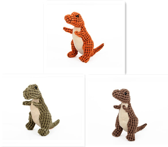 Dinosaur Plush Dog Toy – Interactive Chew Toy with Squeaker for Small & Large Dogs