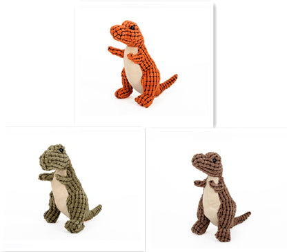 Dinosaur Plush Dog Toy – Interactive Chew Toy with Squeaker for Small & Large Dogs