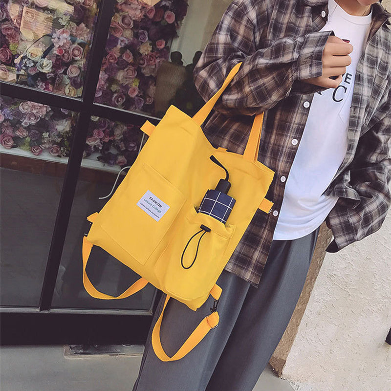 Harajuku Canvas Student Backpack with Pockets