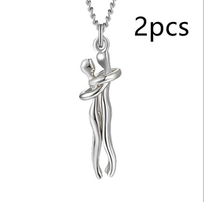 Love Hug Necklace for Couples – Unisex Jewelry Gift for Men and Women