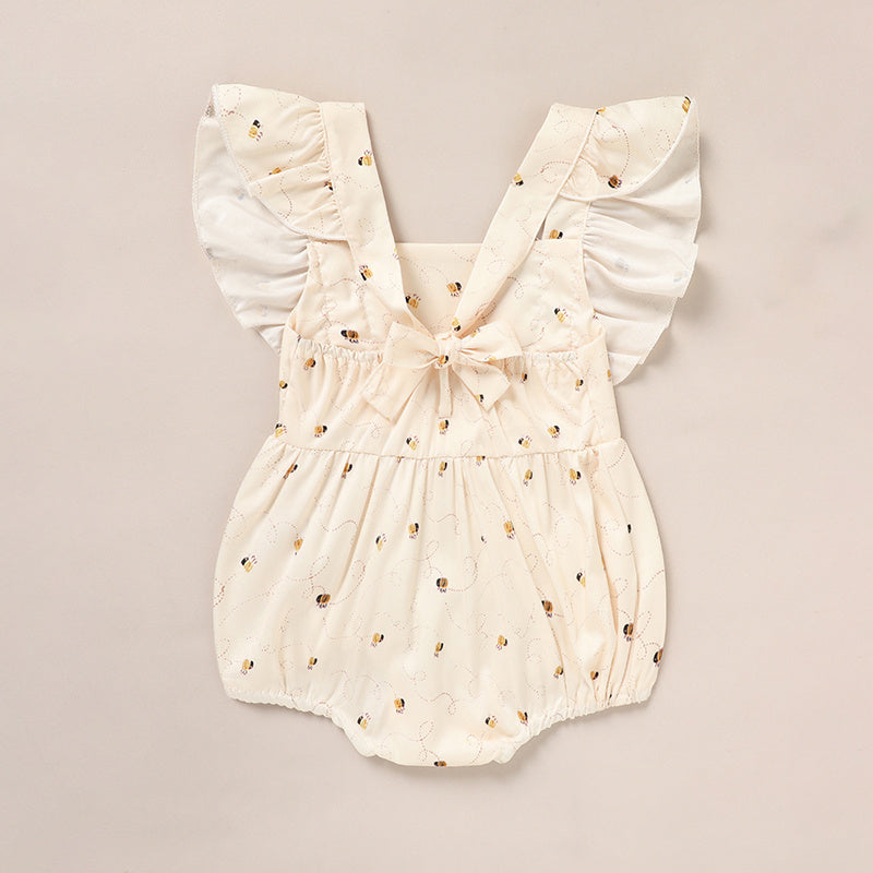 Baby Girl Bee Romper 1st Birthday Outfit Infant Bubble Romper