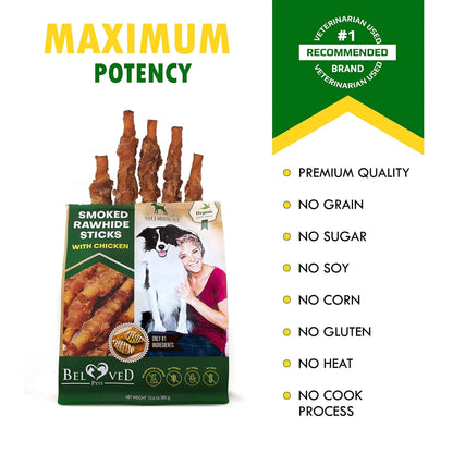 Dog Rawhide Sticks with Chicken – Grain-Free Natural Chew Treats
