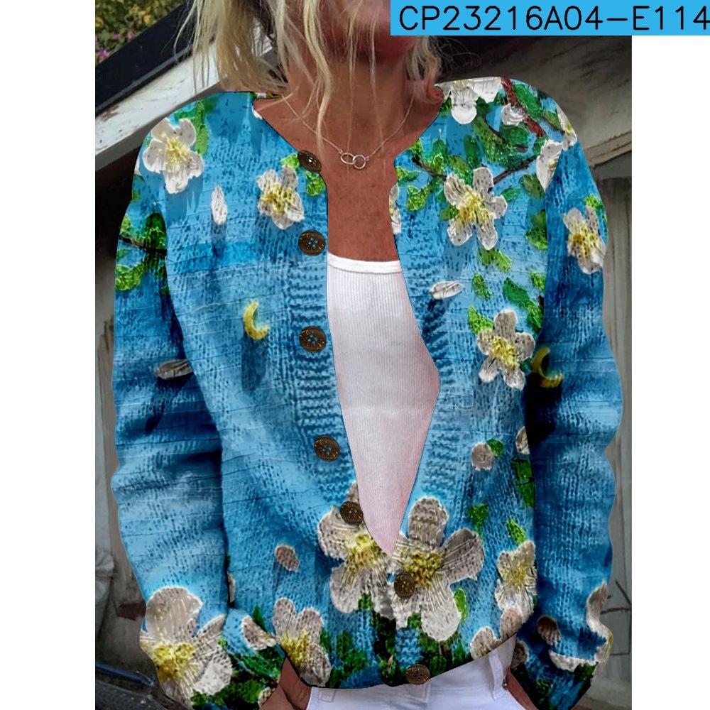 Women’s 3D Printed Knitted Cardigan