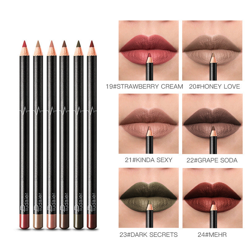 36-Color Waterproof Lip Liner Set – Non-Smudge Nude Shades