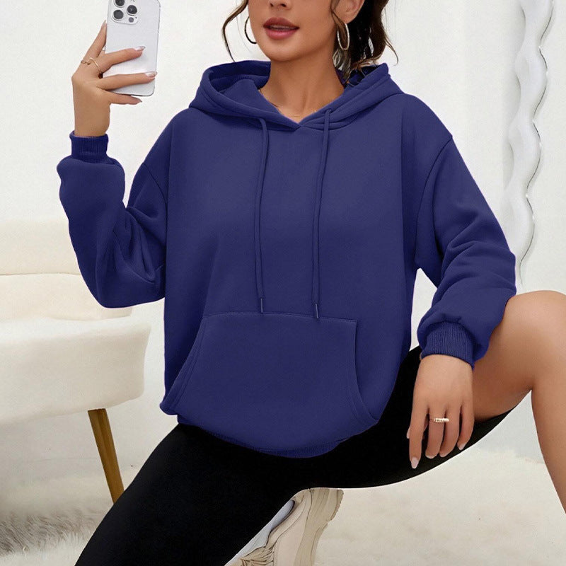 Women’s Loose Fit Drawstring Sweatshirt with Pockets